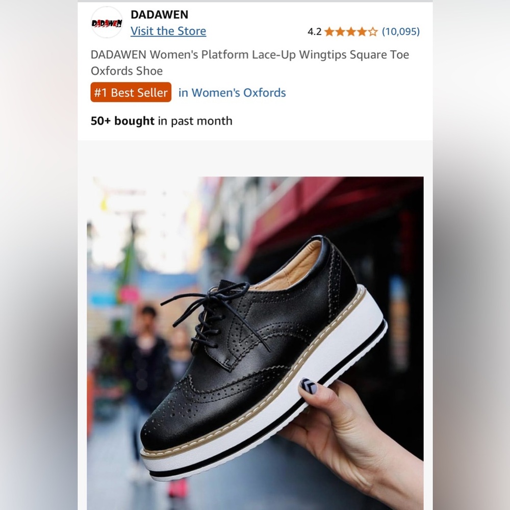 NWT Black Platform Oxford Shoes | Wingtip Brogue | Lace-Up | Women’s Size 8 - Picture 3 of 13